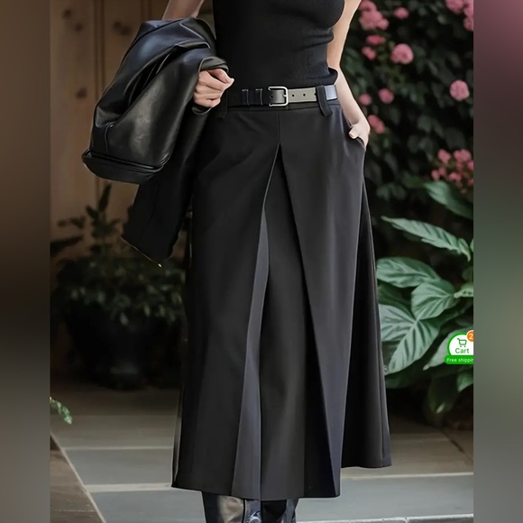 Chic Solid Pleated Maxi Skirt - Picture 1 of 5
